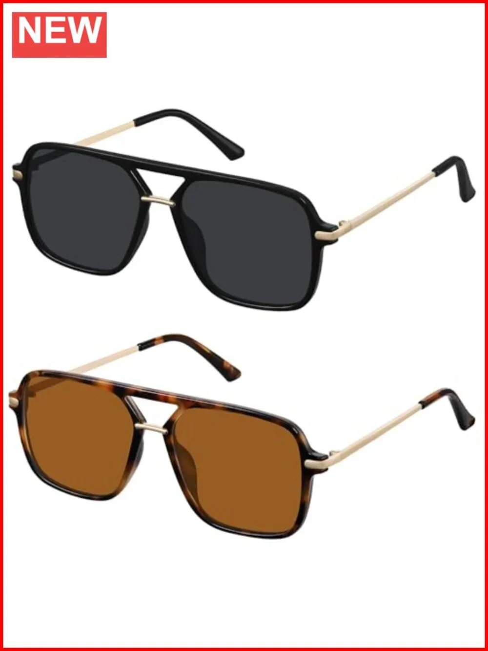 Square Aviator Polarized Sunglasses UV Protection Driving Travel